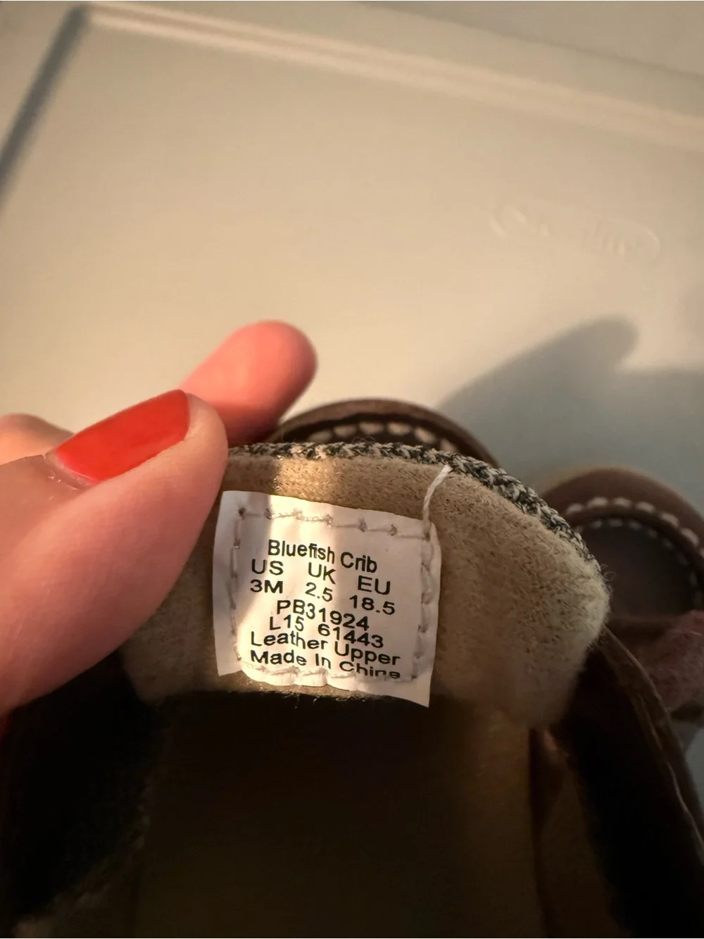 Sperry Brown Leather Baby Boat Shoes with Tan Accents